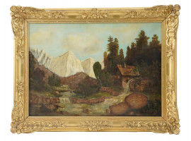 ATTR TO JOSEPH JANSEN OIL PAINTING OF LANDSCAPE