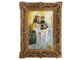 OIL PAINTING MOTHER AND CHILD SIGNED A CLAUDIA