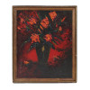 STILL LIFE IMPASTO PAINTING RED FLOWERS SIGNED PIC-0