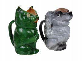 ROYAL BAYREUTH PORCELAIN CAT AND DOG MILK PITCHER