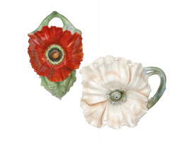 ROYAL BAYREUTH PORCELAIN POPPY VASES AND CREAMER