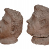 ATTR TO STEELE BURDEN PAIR CLAY HEAD SCULPTURES PIC-2