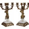 ANTIQUE CORNELL BRASS CANDELABRAS WITH CHERUB ANGELS PIC-0