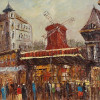 OIL PAINTING PARIS MOULIN ROUGE SIGNED GAUBE PIC-1