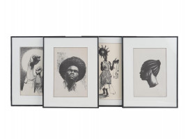 MID CENTURY AFRICAN AMERICAN ART PRINTS SIGNED