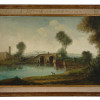 ANTIQUE 19 C RURAL OIL LANDSCAPE PAINTING SIGNED PIC-0