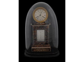 ANTIQUE FRENCH SHELL CLOCK UNDER GLASS DOME