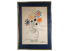 SPANISH COLOR LITHOGRAPH FLOWERS BY PABLO PICASSO