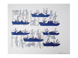 RUSSIAN COLORED LITHOGRAPH SHIPS BY ILYA KABAKOV