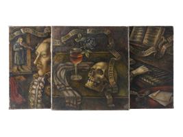 RUSSIAN TRYPTYCH OIL PAINTINGS VLADIMIR KONONENKO