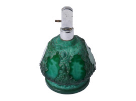 ART DECO BOHEMIAN MALACHITE GLASS PERFUME BOTTLE