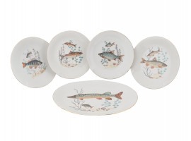 VINTAGE POLISH CMIELOW PORCELAIN FISH SERVEWARE