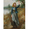 RUSSIAN OIL PAINTING FEMALE IN NATURAL LANDSCAPE PIC-1