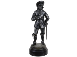 ANTIQUE 19TH C. BRONZE FIGURE OF A MUSKETEER