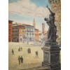 BELA SZIKLAY HAND COLORED ETCHING PRINT FLORENCE PIC-1