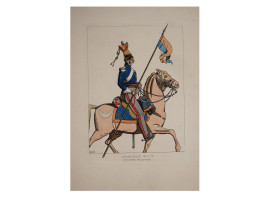 ANTIQUE HAND COLORED MILITARY ETCHING BY SCHADOW