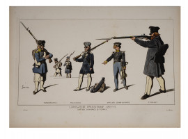 ANTIQUE COLORED MILITARY ETCHING BY JACQUEMIN