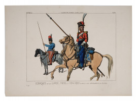 ANTIQUE COLORED MILITARY ETCHING BY JACQUEMIN