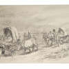 RUSSIAN CHARCOAL DRAWING SETTLERS BY SOLOMON BOIM PIC-0