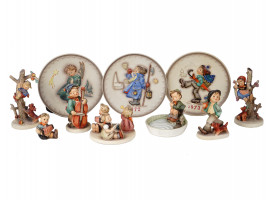 PORCELAIN GOEBEL HUMMEL FIGURINES AND WALL PLATES