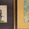 TWO FRAMED DRAWINGS ELEPHANT AND GIRAFFES SIGNED PIC-1