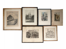 ANTIQUE CITYSCAPE ENGRAVINGS FRAMED AND SIGNED