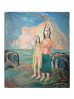 OIL PAINTING WOMEN AND SEA SIGNED JOACHIM AVIRON