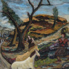 OIL PAINTING WOMEN WITH HORSES BY JOACHIM AVIRON PIC-1