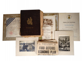 WWII SCRAPBOOK WITH PERSONAL DOCUMENTS AND PHOTOS