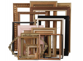 LARGE LOT OF 17 VINTAGE WOODEN PICTURE FRAMES