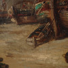 ANTIQUE OIL ON CANVAS PAINTING SEA PORT LANDSCAPE PIC-4