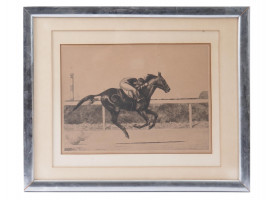 AMERICAN WAR HORSE RACING ETCHING BY C W ANDERSON