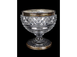 BRITISH ART DECO CUT GLASS AND SILVER CANDY BOWL