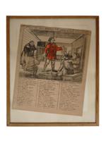 ANTIQUE RUSSIAN LUBOK LITHOGRAPH POSTER WITH POEM