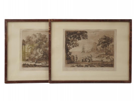 PAIR OF ANTIQUE ETCHINGS AFTER CLAUDE LORRAIN