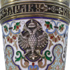 RUSSIAN GILT SILVER ENAMEL PRESENTATION VODKA CUP PIC-7