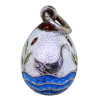 RUSSIAN SILVER AND ENAMEL SWAN LAKE EGG PENDANT PIC-1