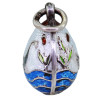 RUSSIAN SILVER AND ENAMEL SWAN LAKE EGG PENDANT PIC-2