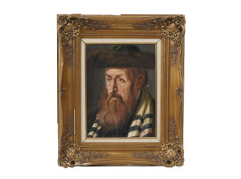 HUNGARIAN OIL PAINTING OF RABBI BY JENO GUSSICH