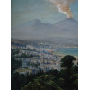 ANTIQUE ITALIAN LANDSCAPE PAINTING MOUNT VESUVIUS PIC-6