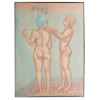 LARGE PASTEL NUDE PAINTING SIGNED P. MARTIN 1984 PIC-0