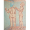 LARGE PASTEL NUDE PAINTING SIGNED P. MARTIN 1984 PIC-1