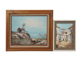 PAIR OF OIL PAINTINGS SEA SCAPES SIGNED BY ARTIST