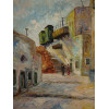 JUDAICA MEA SHEARIM JERUSALEM SIGNED OIL PAINTING PIC-1