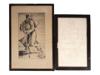 ETCHING BY FRIEDLANDER AND DRAWING OF JOE BURMAN PIC-0