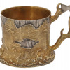 RUSSIAN GILT SILVER TREE STUMP TEA GLASS HOLDER PIC-1