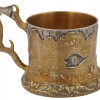 RUSSIAN GILT SILVER TREE STUMP TEA GLASS HOLDER PIC-2