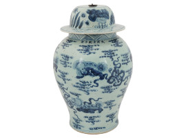 LARGE CHINESE BLUE WHITE PORCELAIN VASE TEA JAR
