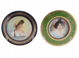 ANTIQUE 19TH C. PORCELAIN FEMALE PORTRAIT PLATES