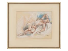 FRENCH PASTEL PAINTING NUDE FEMALE BY ANDRE LHOTE